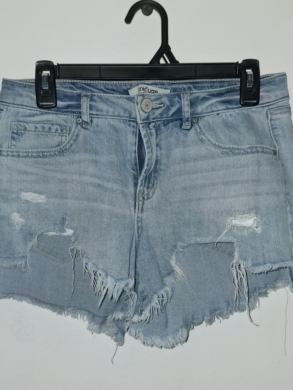 refuge Light Wash Distressed Denim Cutoff Shorts